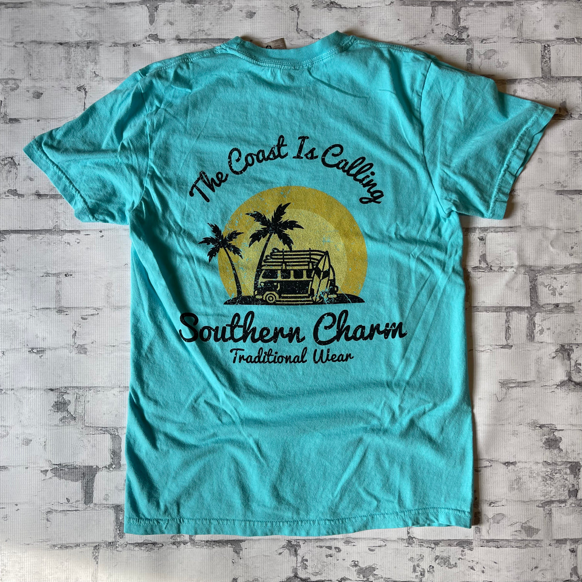 Southern Charm "Sunset Surf Van" Short Sleeve Tshirt Lagoon