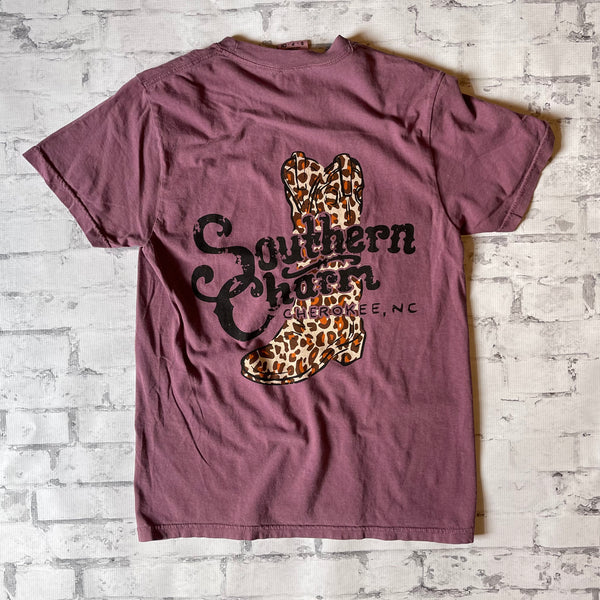 Southern Charm "Cheetah Boot" Short Sleeve T-shirt - Berry - Southern Charm "Shop The Charm"