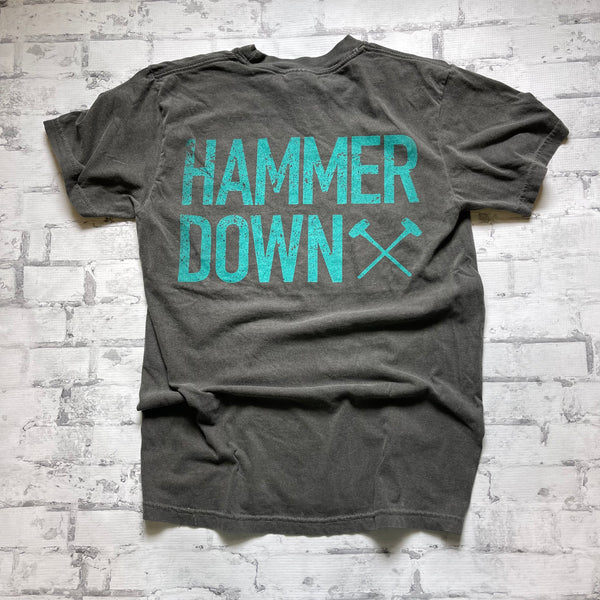 Hammer Down "Two Row Camo Field Patch" Short Sleeve T-shirt - Charcoal - Southern Charm "Shop The Charm"