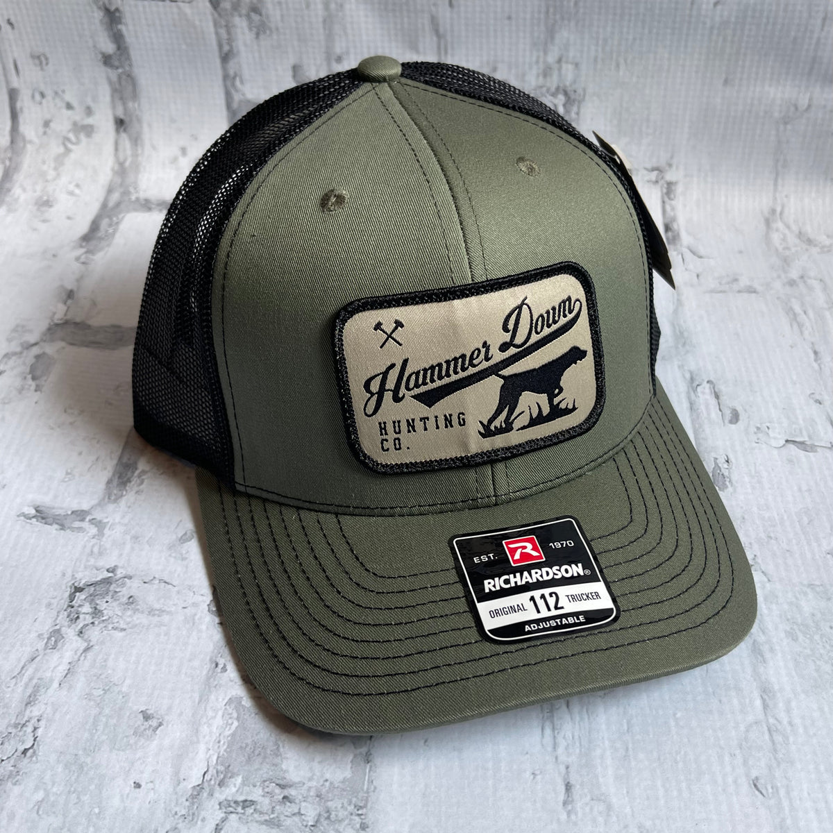 Hammer Down "Hunting Dog" Hat Loden/ Black with Woven Patch Southern Charm The Charm"