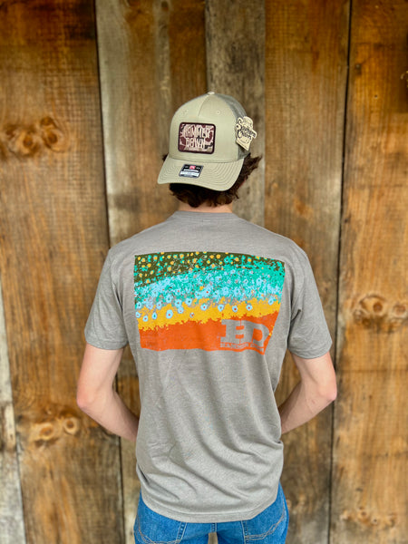 Hammer Down "Trout Skin Patch" Short Sleeve T-shirt - Warm Grey - Southern Charm "Shop The Charm"