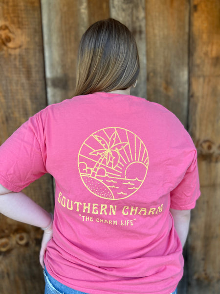 Southern Charm "Coastal Circle Charm" Short Sleeve T-shirt - Watermelon - Southern Charm "Shop The Charm"