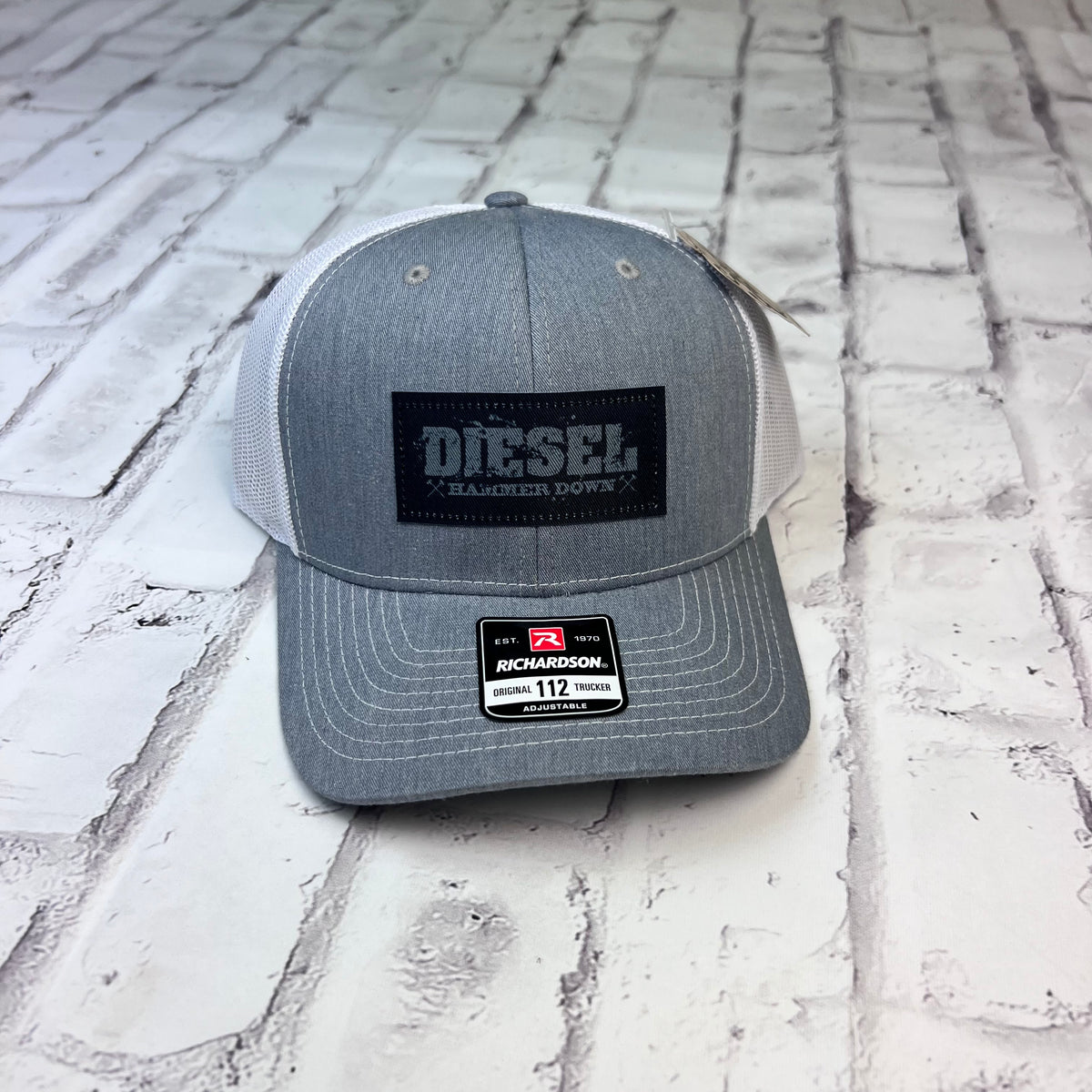 Hammer Down "Diesel" Hat Heather Gray and White with Leather Patch