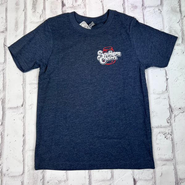 KIDS Southern Charm "Stars and Stripes" Short Sleeve T-shirt - Navy Blue