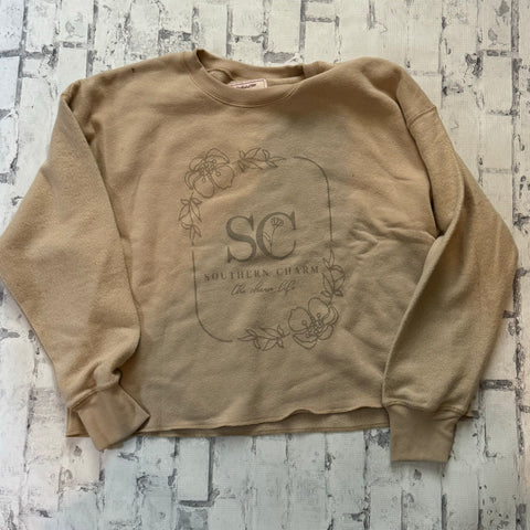 Southern Charm "Flower Square" Hoodie - Beige