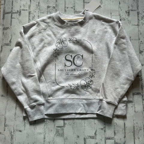 Southern Charm "Flower Square" Hoodie - Heather Grey