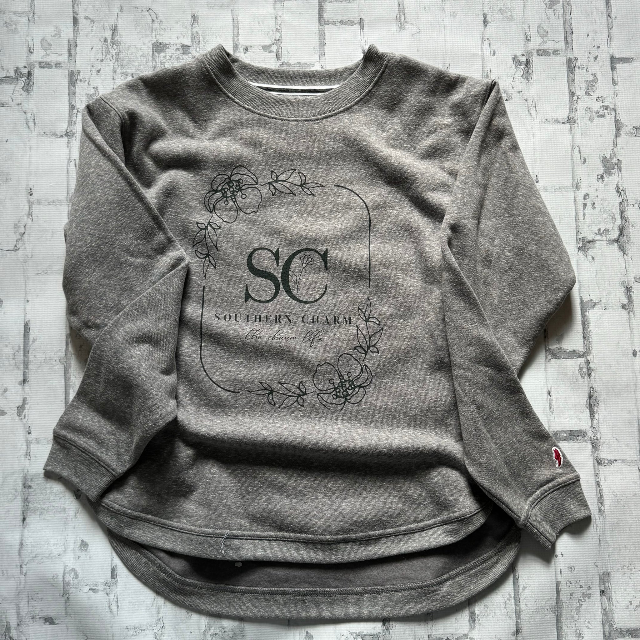 Southern Charm "Flower Square" Hoodie - Grey