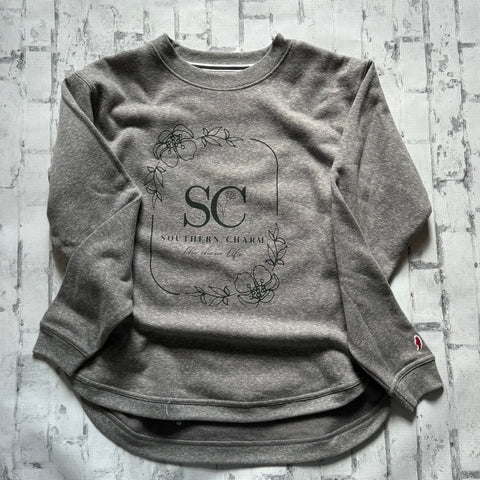 Southern Charm "Flower Square" Hoodie - Grey