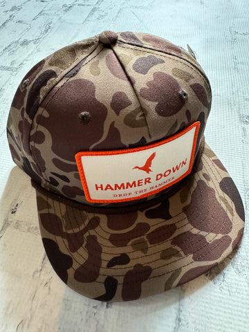 Hammer Down “Duck" Hat - Bark Camo with Brown Rope