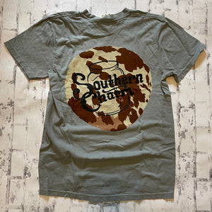 Southern Charm "Cow Original Circle" Short Sleeve T-shirt - Granite - Southern Charm "Shop The Charm"