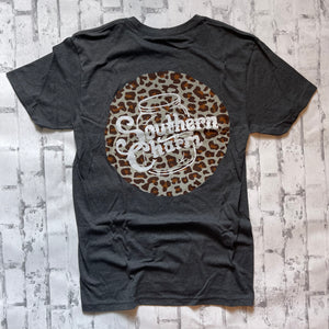 Southern Charm "Cheetah Original Circle" Short Sleeve T-shirt - Heather Charcoal - Southern Charm "Shop The Charm"