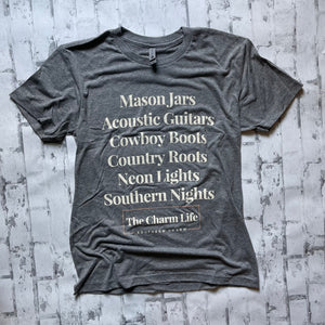 Southern Charm "Mason Jar Nights" Short Sleeve T-shirt - Heather Grey - Southern Charm "Shop The Charm"