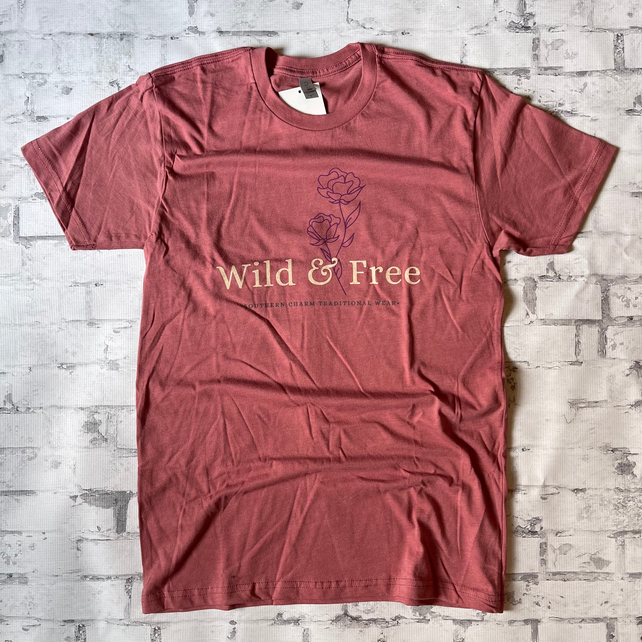 Southern Charm "Wild and Free" Short Sleeve T-shirt - Mauve - Southern Charm "Shop The Charm"