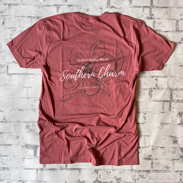 Southern Charm "Magnolia Gray" Short Sleeve T-shirt - Mauve - Southern Charm "Shop The Charm"