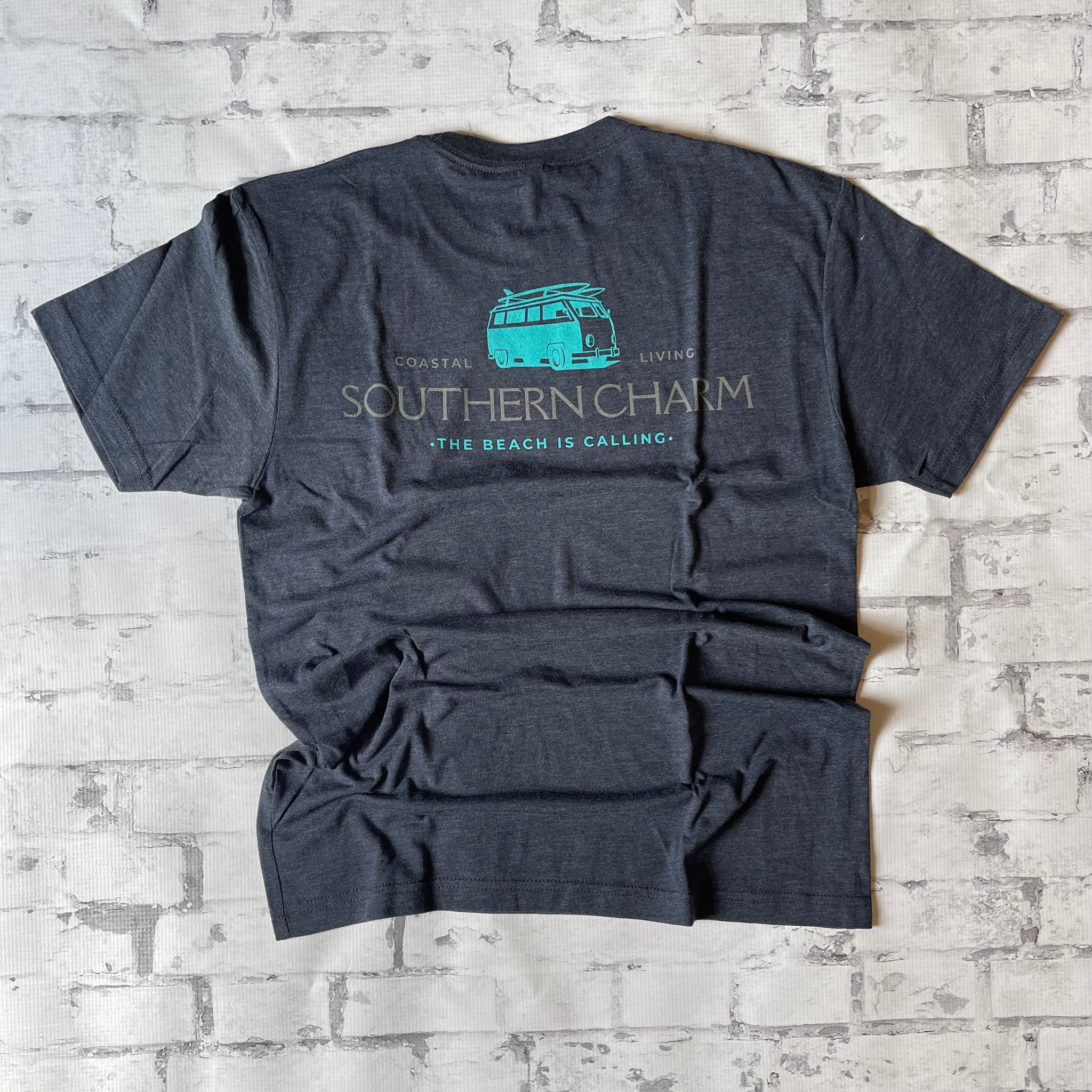 Southern Charm "Coastal Living Van" Short Sleeve T-shirt - Vintage Navy - Southern Charm "Shop The Charm"