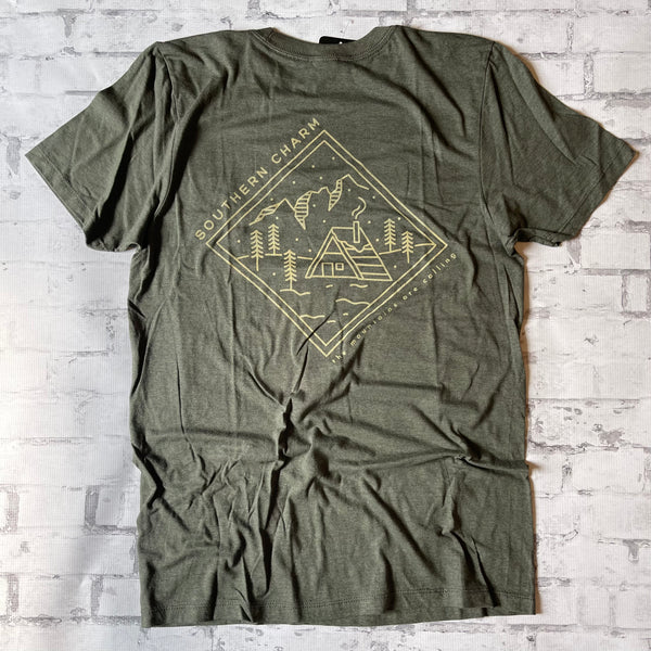 Southern Charm "Cabin Square" Short Sleeve T-shirt - Artichoke - Southern Charm "Shop The Charm"