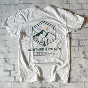Southern Charm "Green Mountain Charm Life" Short Sleeve T-shirt - White - Southern Charm "Shop The Charm"
