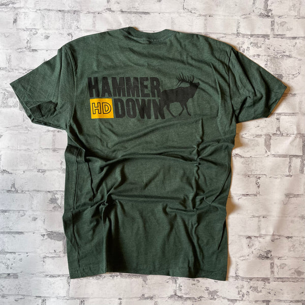 Hammer Down "HD Orange Box Elk" Short Sleeve T-shirt - Forest Green - Southern Charm "Shop The Charm"