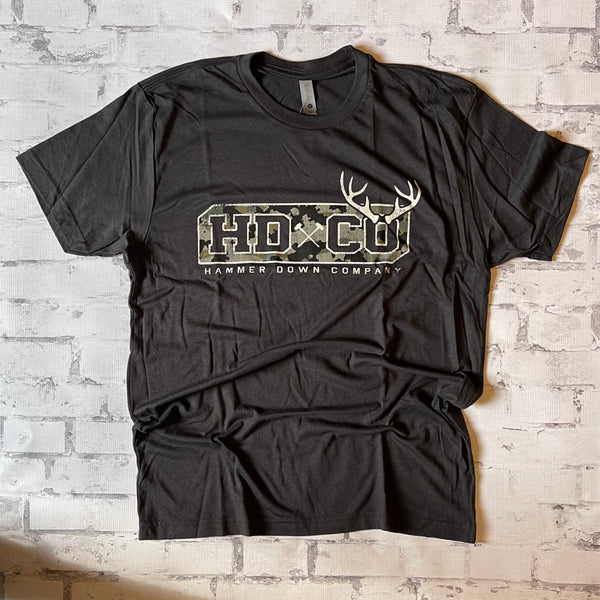 Hammer Down "HDCO Antler Camo" Short Sleeve T-shirt - Solid Graphite - Southern Charm "Shop The Charm"
