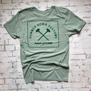 Hammer Down "Epic Squad Patch" Short Sleeve T-shirt - River Green - Southern Charm "Shop The Charm"