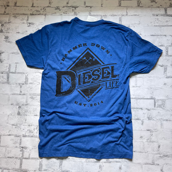 Hammer Down "Diesel Is Life" Short Sleeve T-shirt - Royal - Southern Charm "Shop The Charm"