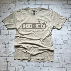 Hammer Down "HDCO Outdoor Antlers" Short Sleeve T-shirt - Sand - Southern Charm "Shop The Charm"