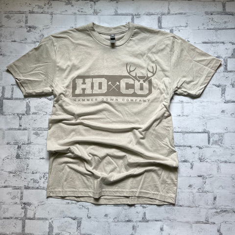Hammer Down "HDCO Outdoor Antlers" Short Sleeve T-shirt - Sand - Southern Charm "Shop The Charm"