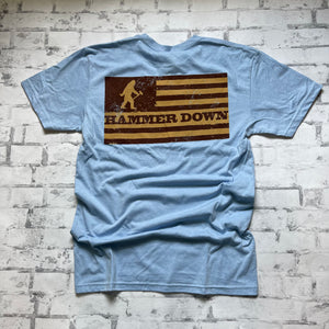 Hammer Down "Sasquatch Flag" Short Sleeve T-shirt - Light Blue - Southern Charm "Shop The Charm"