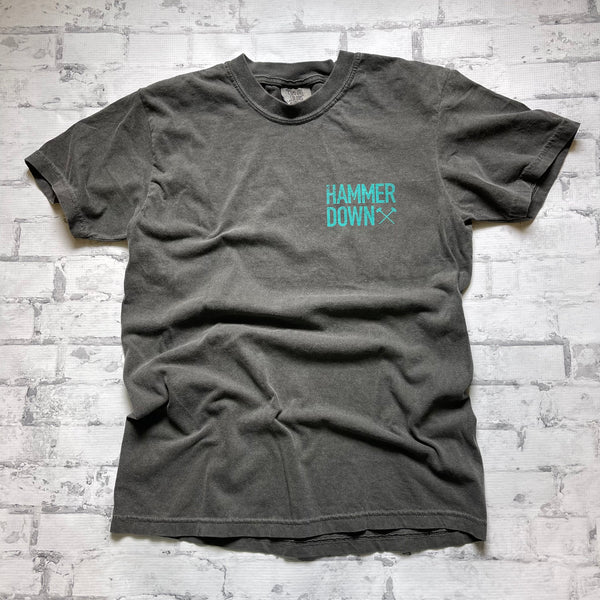 Hammer Down "Two Row Camo Field Patch" Short Sleeve T-shirt - Charcoal - Southern Charm "Shop The Charm"