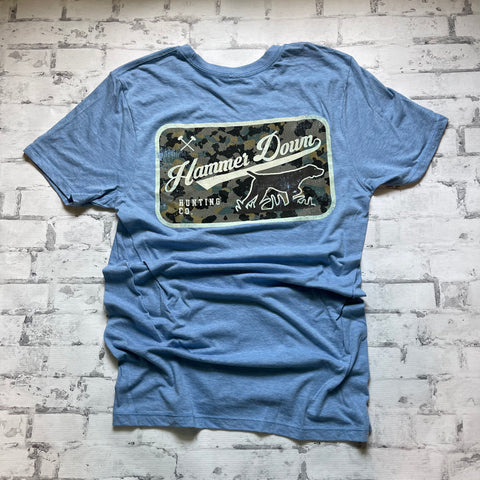 Hammer Down "Dog Camo Field" Short Sleeve T-shirt - Light Blue - Southern Charm "Shop The Charm"