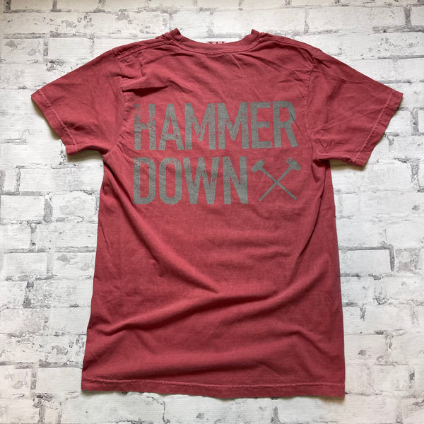 Hammer Down "Two Row Camo Field Patch" Short Sleeve T-shirt - Crimson - Southern Charm "Shop The Charm"