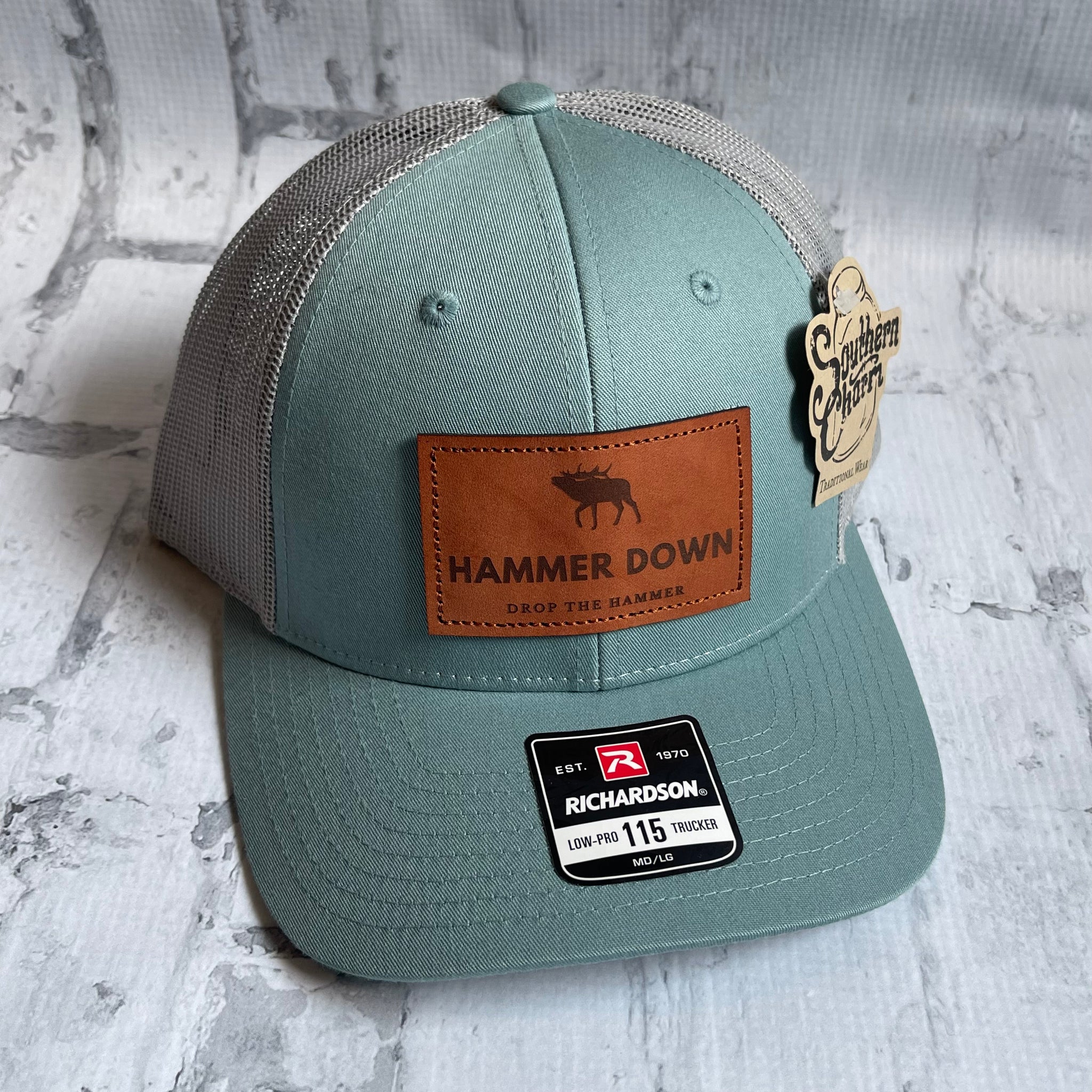 Hammer Down "DTH Elk" Hat - Smoke Blue with Leather Patch - Southern Charm "Shop The Charm"