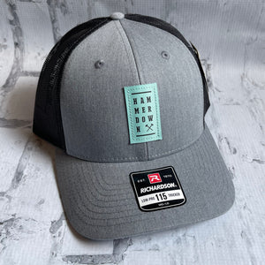 Hammer Down "HD Stacked" Hat - Heather Gray with Leather Patch - Southern Charm "Shop The Charm"