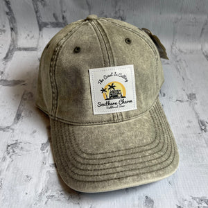 Southern Charm "Coast Is Calling" Hat - Light Olive with Leather Patch - Southern Charm "Shop The Charm"