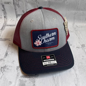 Southern Charm "Magnolia TW" Hat - Grey and Navy with Woven Patch - Southern Charm "Shop The Charm"