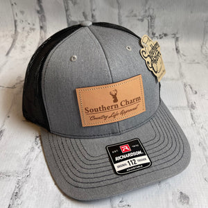 Southern Charm "Deer CLA" Hat - Gray with Leather Patch - Southern Charm "Shop The Charm"
