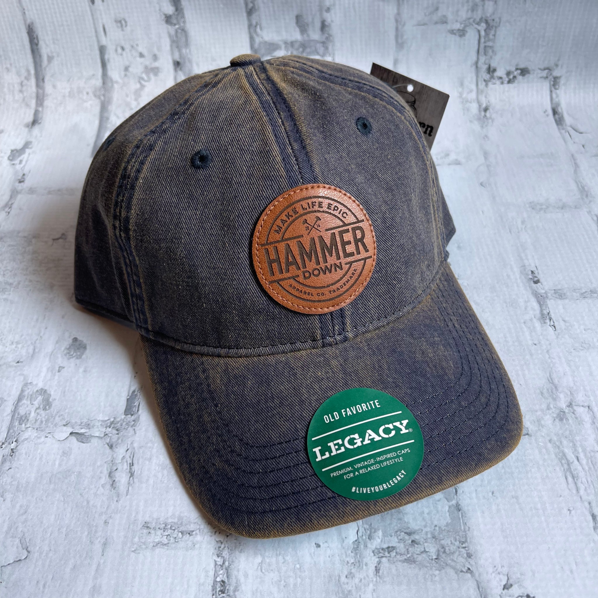 Hammer Down "MLE Badge" Hat - Navy Rust with Leather Patch - Southern Charm "Shop The Charm"