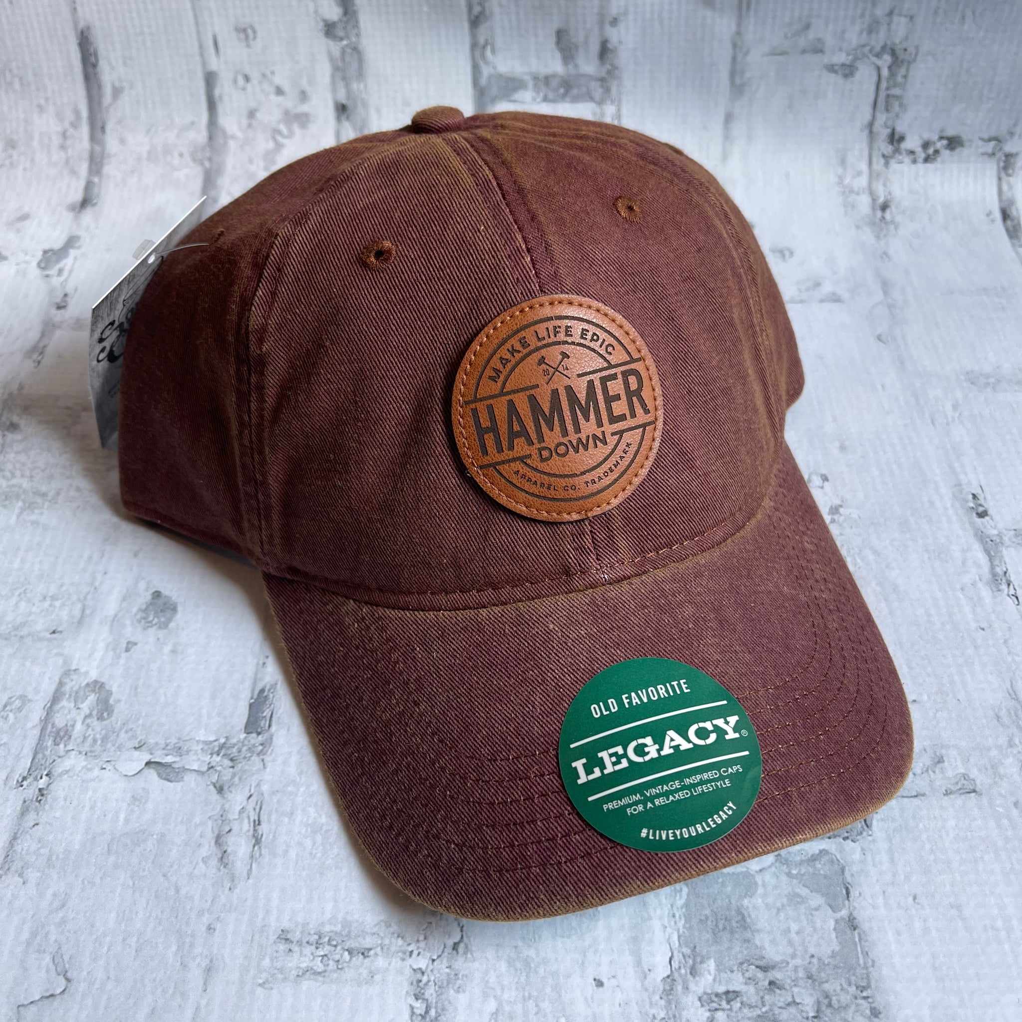 Hammer Down "MLE Badge" Hat - Maroon with Leather Patch - Southern Charm "Shop The Charm"