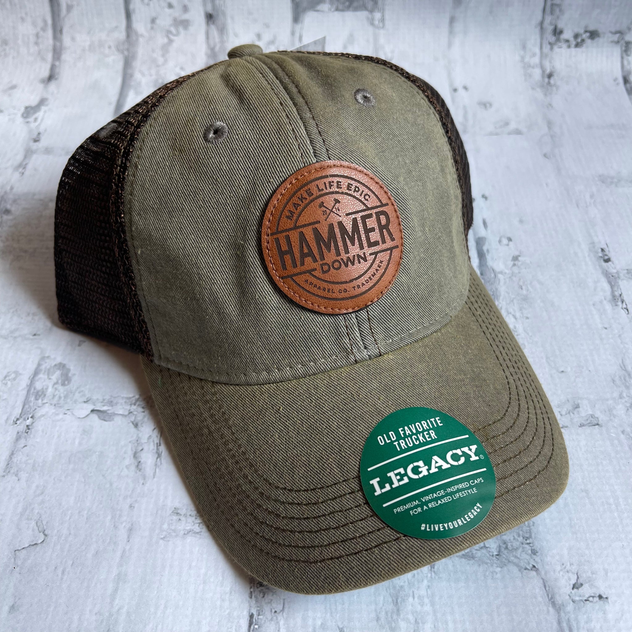 Hammer Down "MLE Badge" Hat - Loden with Leather Patch - Southern Charm "Shop The Charm"