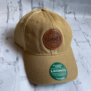 Hammer Down "MLE Badge" Hat - Mustard with Leather Patch - Southern Charm "Shop The Charm"