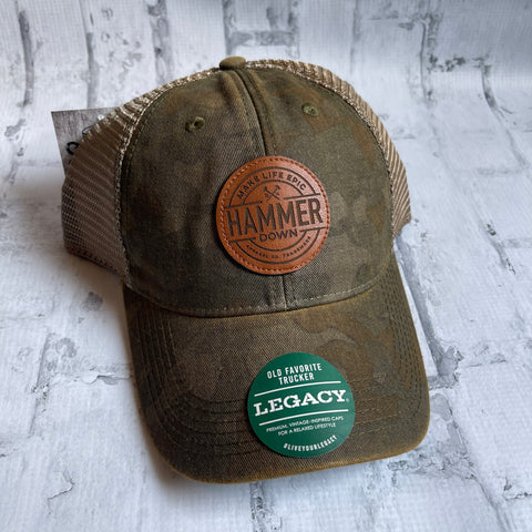 Hammer Down "MLE Badge" Hat - Brown Camo with Leather Patch - Southern Charm "Shop The Charm"