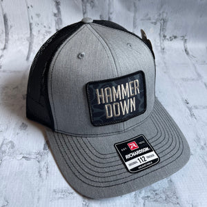 Hammer Down "Simple Black Duck Camo" Hat - Heather Gray with Woven Patch - Southern Charm "Shop The Charm"