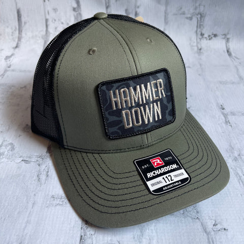 Hammer Down "Simple Black Duck Camo" Hat - Loden with Woven Patch - Southern Charm "Shop The Charm"