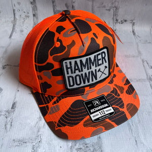 Hammer Down "Black HD Two Rour" Hat - Blaze Camo with Woven Patch - Southern Charm "Shop The Charm"