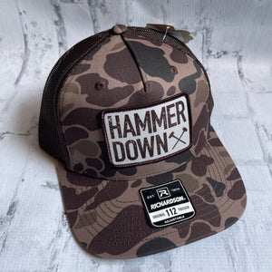 Hammer Down "Brown HD Two Rour" Hat - Bark Camo with Woven Patch - Southern Charm "Shop The Charm"