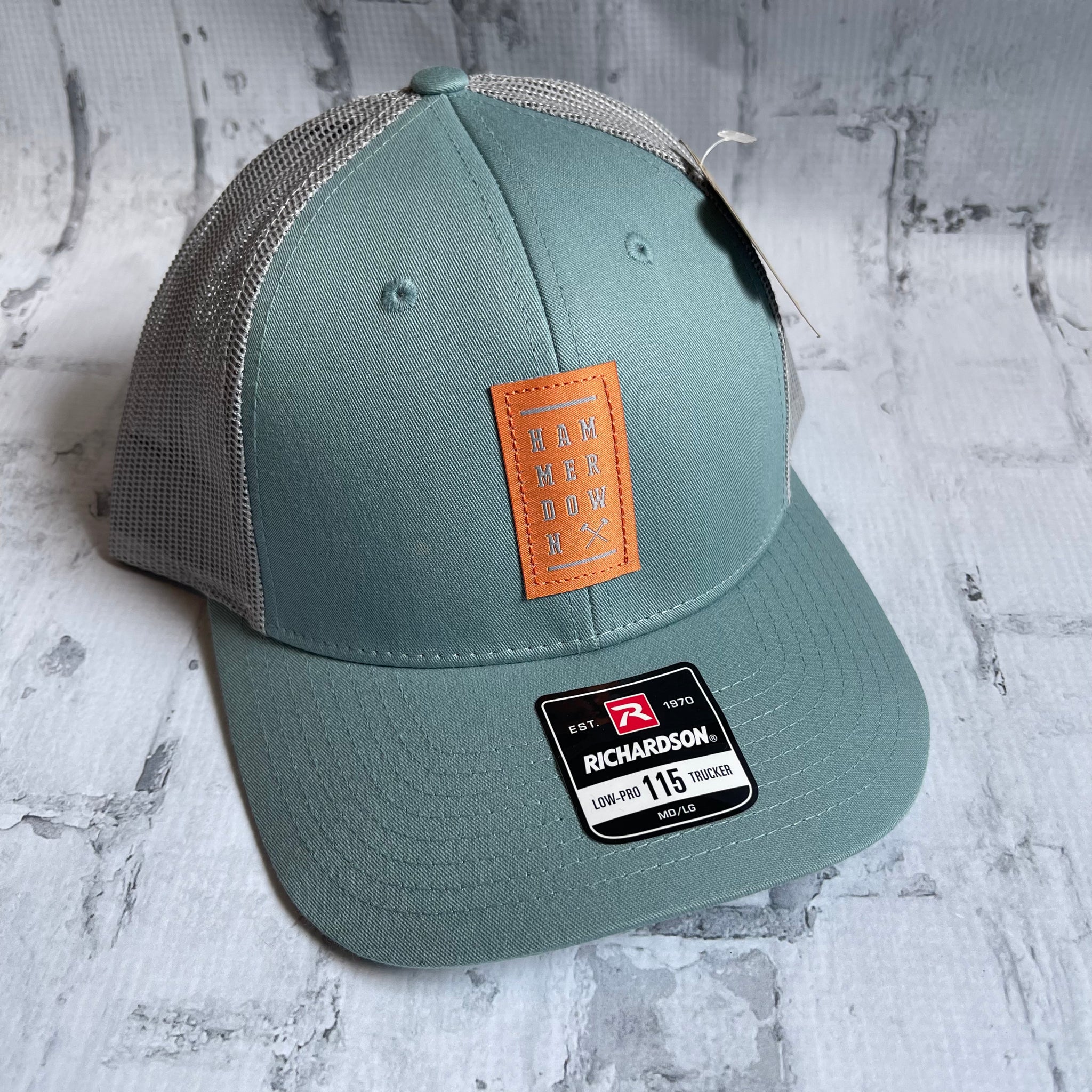 Hammer Down "Orange HD Stacker" Hat - Smoke Blue with Leather Patch - Southern Charm "Shop The Charm"