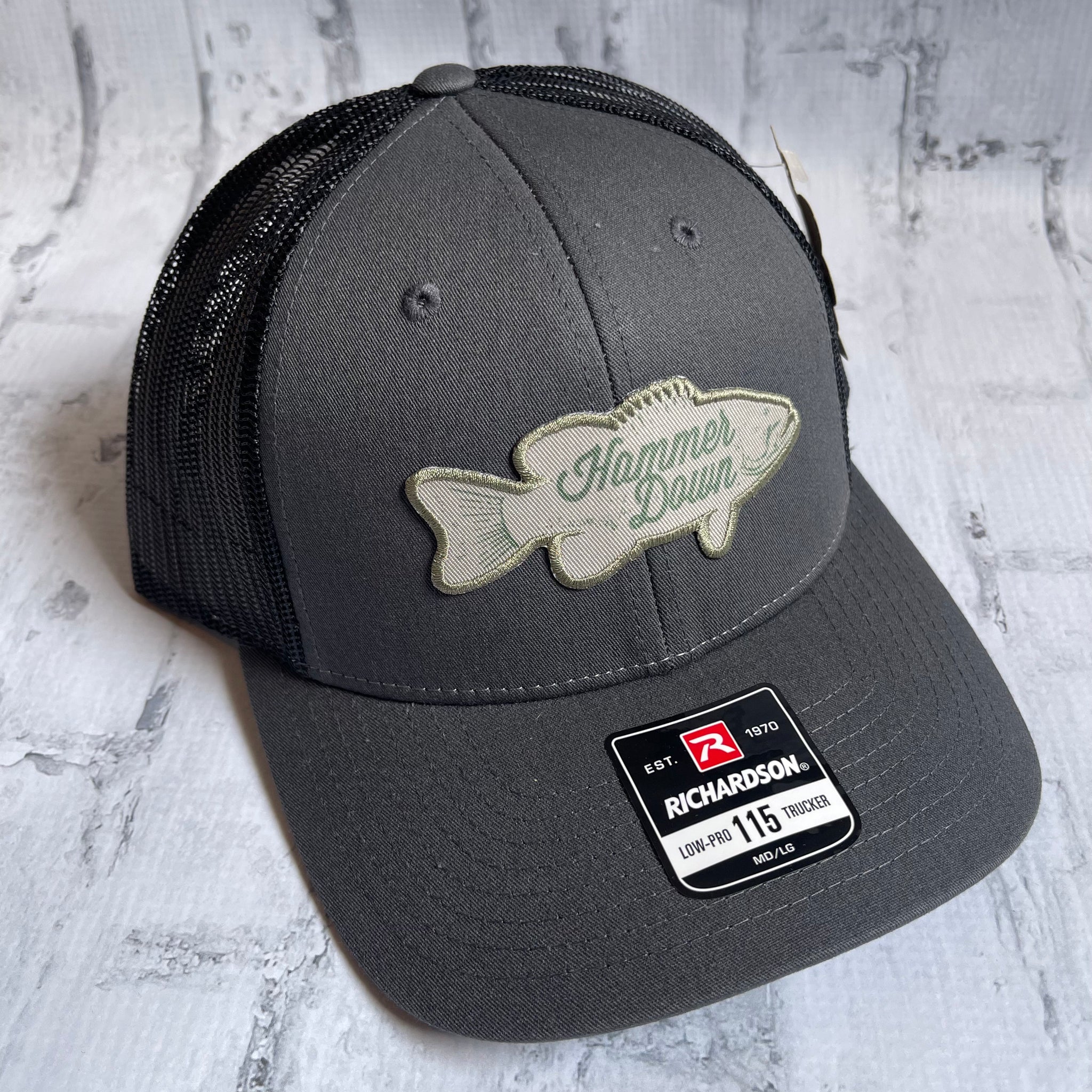Hammer Down "HD Bass" Hat - Charcoal with Leather Patch - Southern Charm "Shop The Charm"