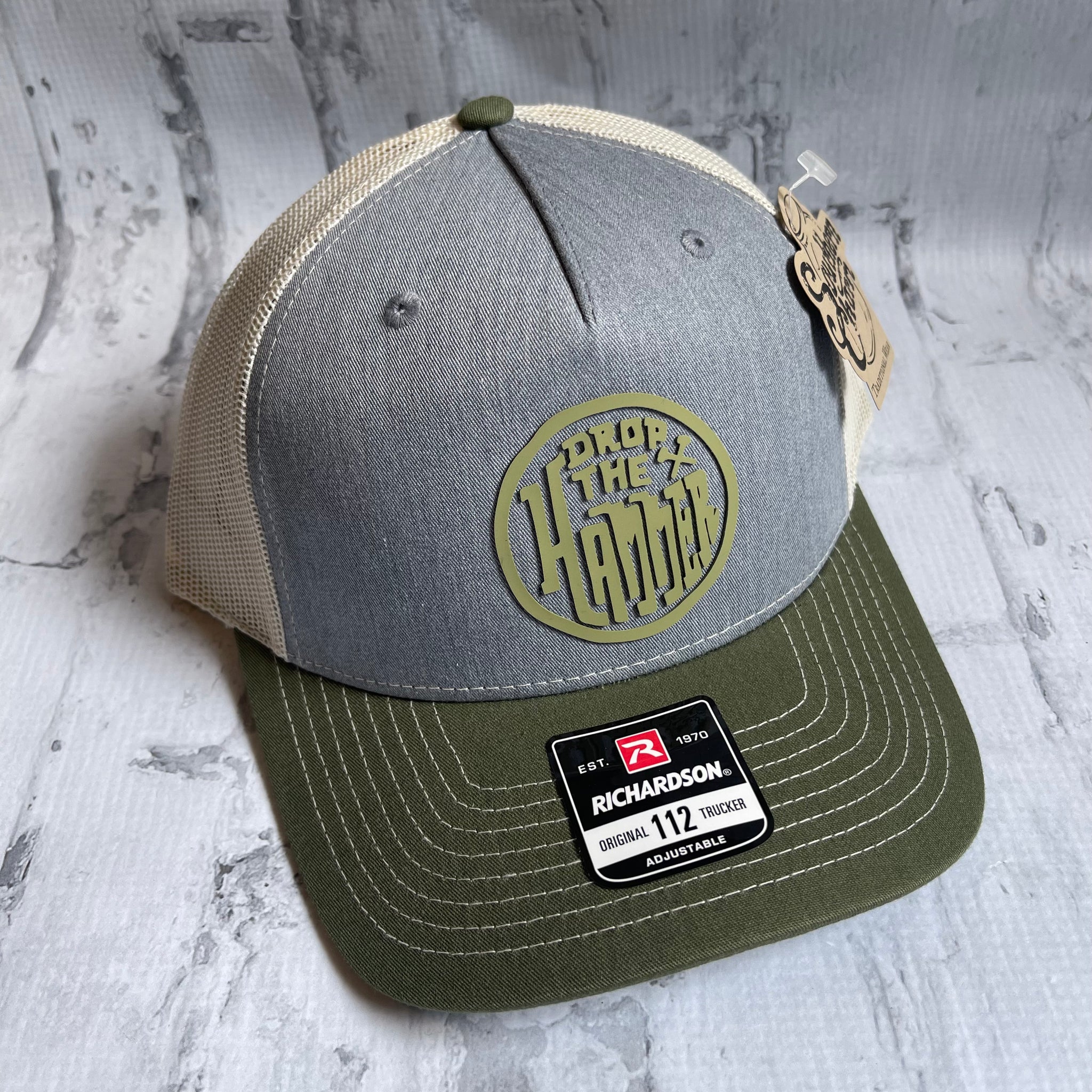 Hammer Down "90s Surf DTH" Hat - Heather Gray and Olive with Rubber Patch - Southern Charm "Shop The Charm"