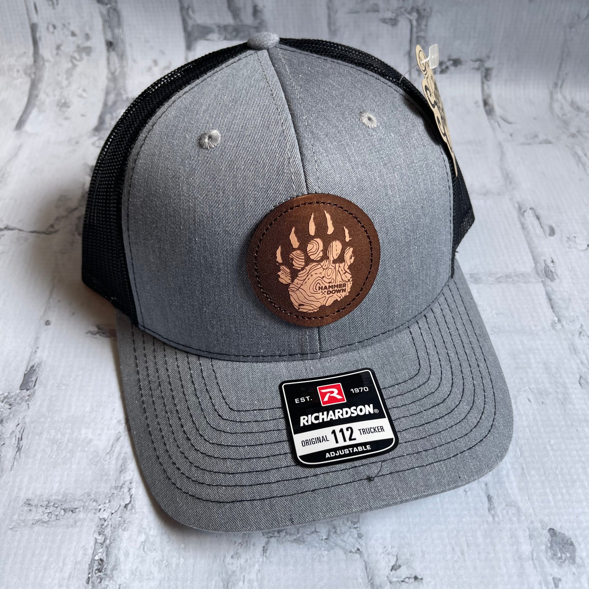 Hammer Down "Bear Claw Topo" Hat - Heather Gray with Leather Patch - Southern Charm "Shop The Charm"