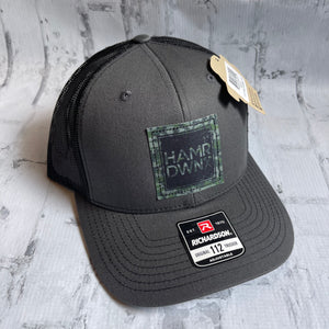 Hammer Down "HAMR DWN Camo" Hat - Charcoal with Leather Patch - Southern Charm "Shop The Charm"
